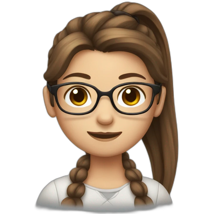 Cute girl with brown hair and a ponytail and glasses emoji