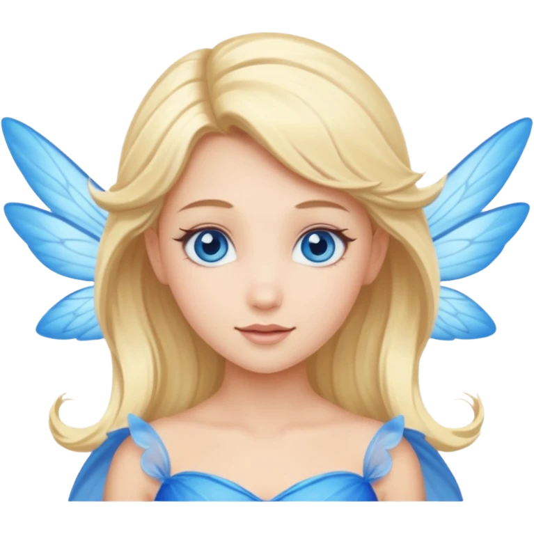 Flying blue fairy with blonde hair and blue eyes emoji