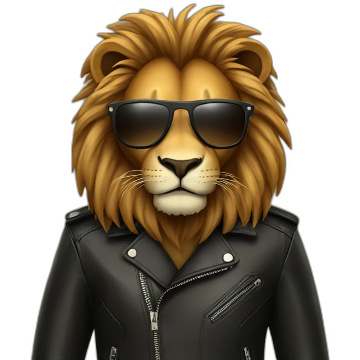 Lion, sunglasses, leather jacket emoji