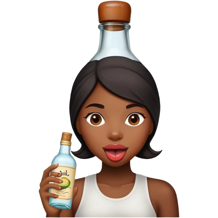 black Girl With tongue out and don julio bottle on her head  emoji