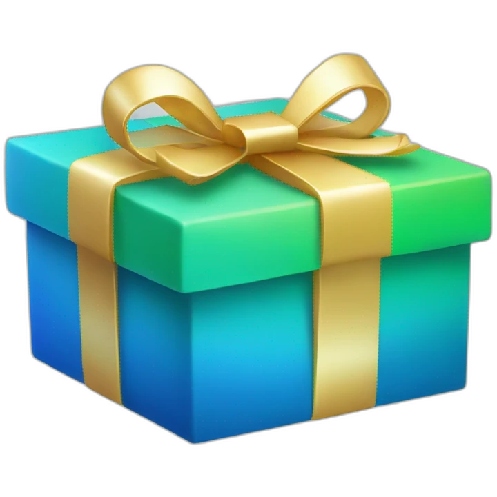 3d smooth gift box with rounded corners gradient blue to green emoji