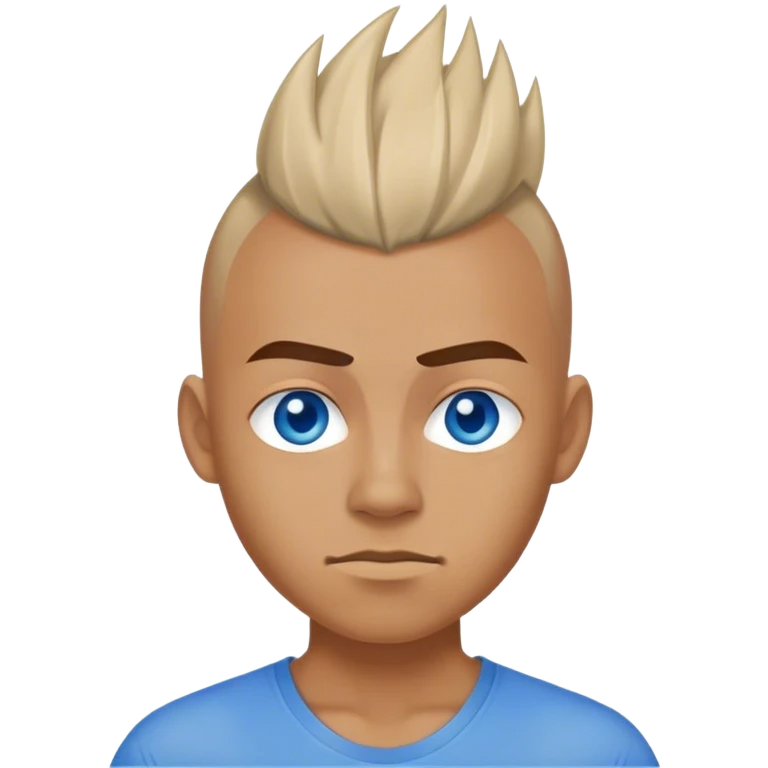 Blue shirt, Blue eyes, and a pointed Mohawk emoji