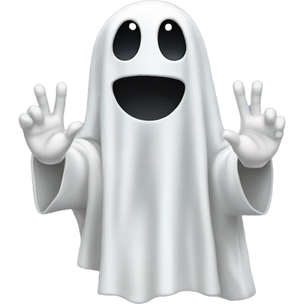 A ghost with one hand two fingers emoji