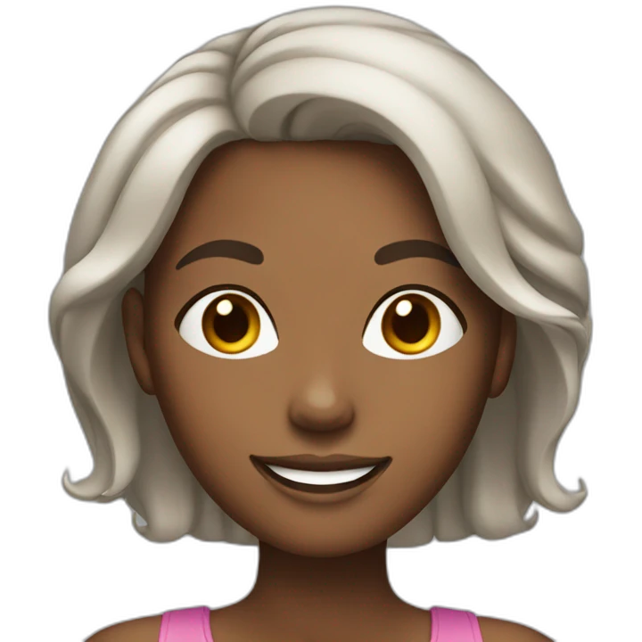 African American woman with relaxed hair and broad smile emoji