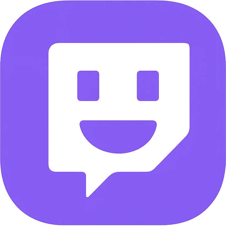 Twitch emoji, modern and sleek, flat design, purple and white color scheme emoji