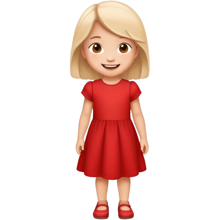 cute little child wearing a red dress, smiling emoji