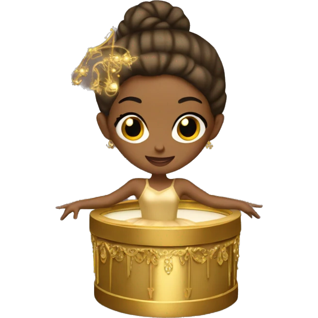 brown ballerina in a gold music box emoji