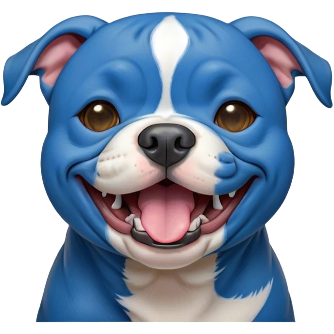 Cinematic Cute Yawning Blue Staffordshire Bull Terrier Portrait Emoji, Head tilted slightly with a dramatic, wide-open yawn, showcasing a smooth blue Fur with a refined texture, floppy ears slightly drooping, round dark eyes barely open in drowsy contentment, Simplified yet irresistibly adorable features, highly detailed, glowing with a soft, cozy glow, high shine, relaxed yet expressive, stylized with a touch of whimsy, bright and endearing, soft glowing outline, capturing the essence of a sleepy yet affectionate guardian, so drowsy it feels like it could stretch right out of the screen and curl up for a nap! emoji