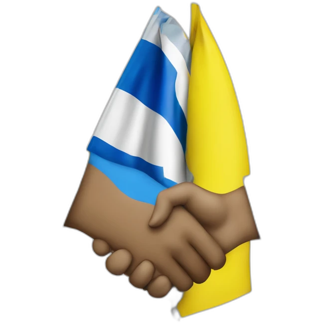 Ukrainian flag shakes hands with Israeli flag emoji