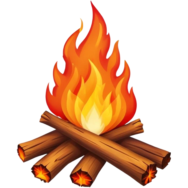 bonfire with wood and flames emoji
