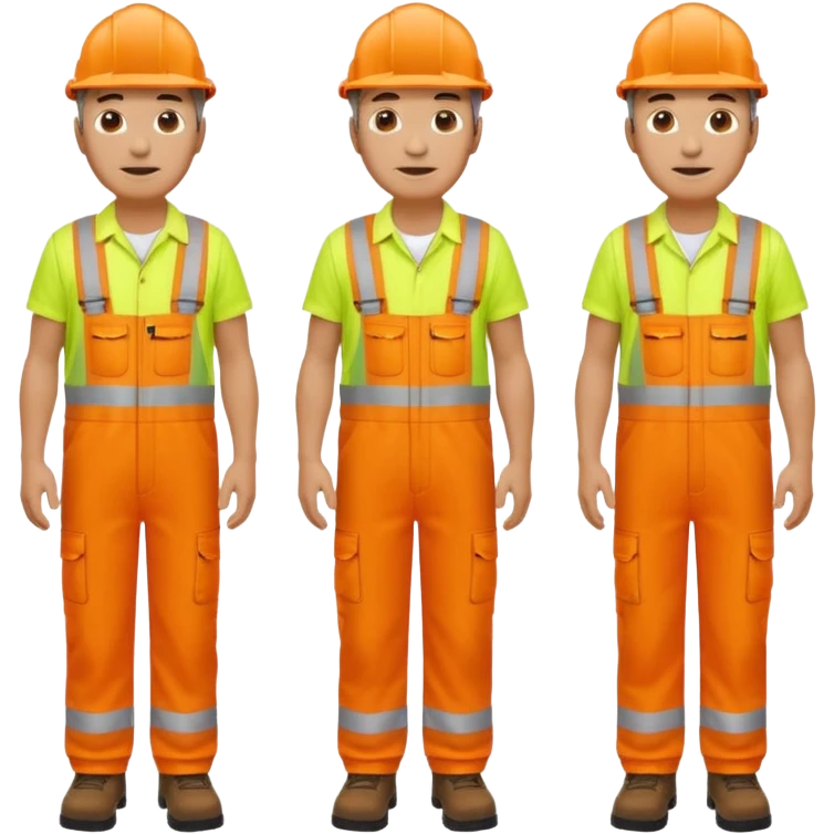 mature engineer hi-vis orange overalls standing full body emoji