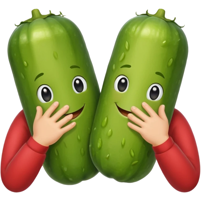 Two pickles with hands holding hands together  emoji