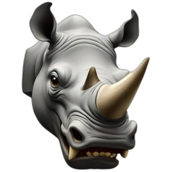 angry rhino head hanged on wall emoji