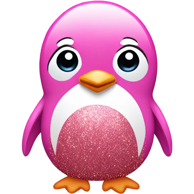 Pink penguin with glitter  emoji
