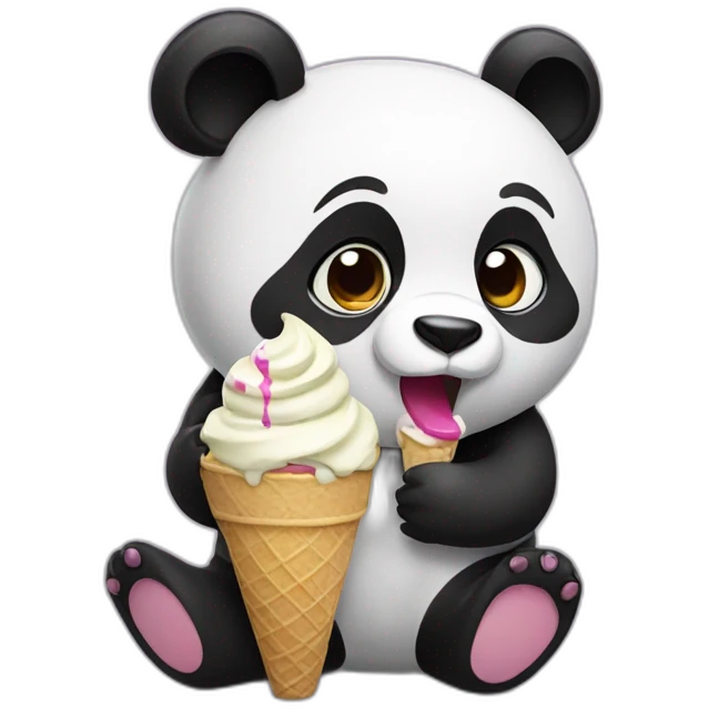 Panda eating ice cream emoji