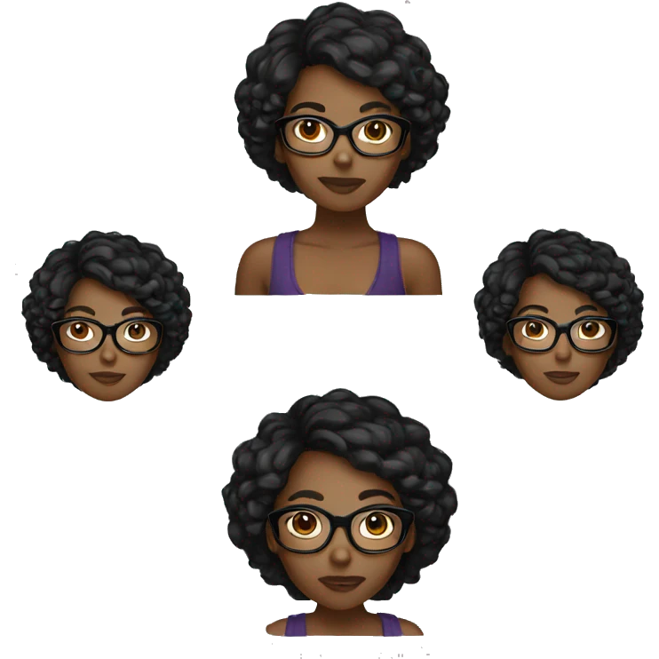 short hair black girl with glasses emoji