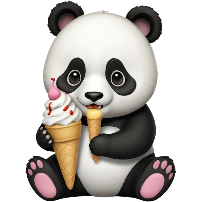 Panda eating ice cream emoji