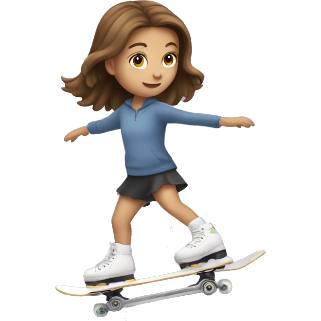 little girl with brown hair SKATING in miniramp emoji