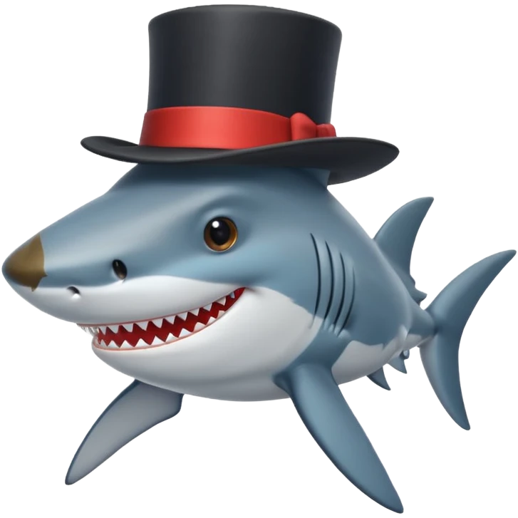 Shark with a top hat emoji