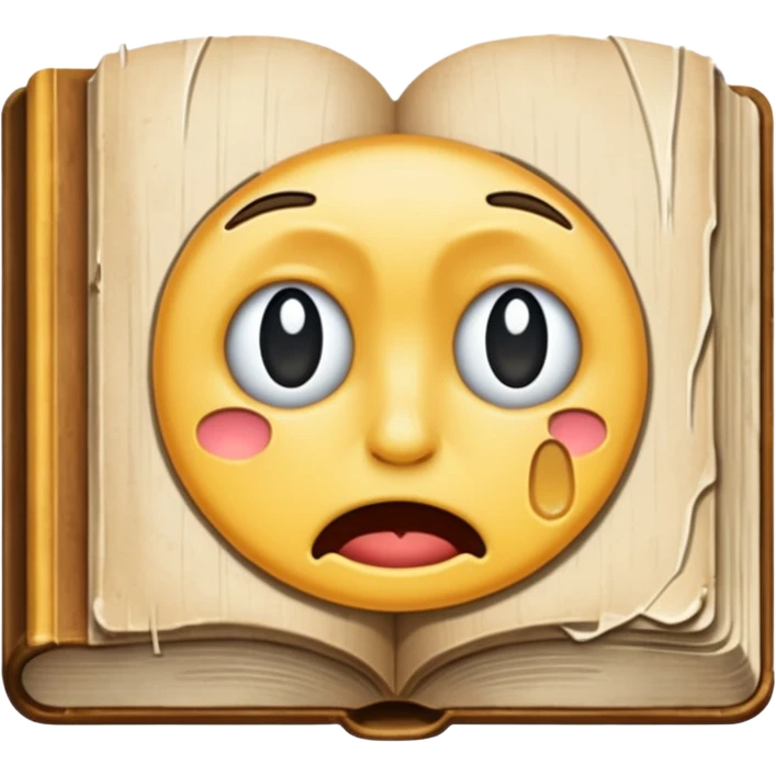 A crying book emoji