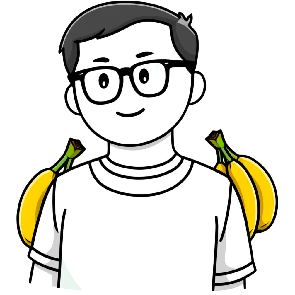 a man with black glasses around bananas emoji