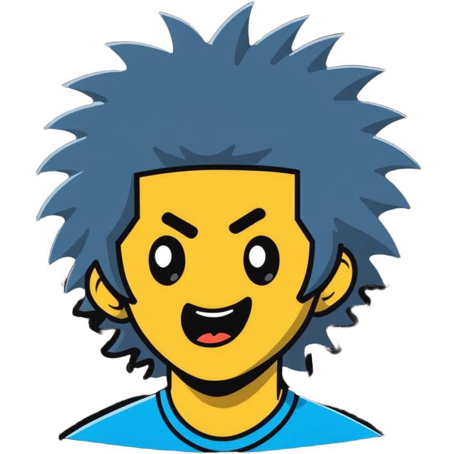 crazy man with wild hair and manic expression emoji