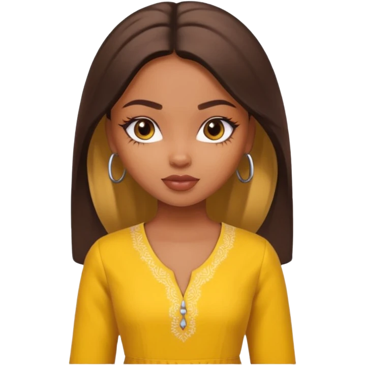 a pretty bratz dusky girl with yellow kurti on emoji