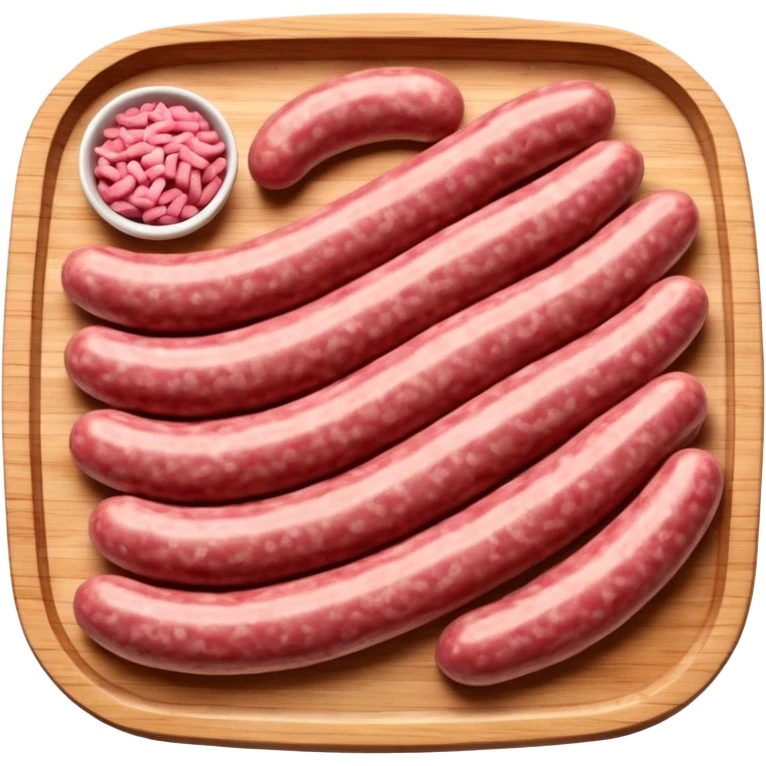 portion of raw sausage filling, coarse grind, pink-red meat, visible white fat, moist uneven texture, natural color variation, unprocessed look, clean 3D rendering, soft light, subtle shadow, no background elements, no anthropomorphic features, transparent background, emoji scale emoji