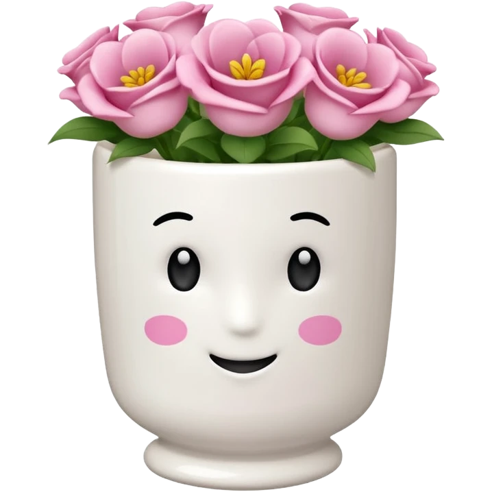 vaso branco com laço rosa sem flores emoji