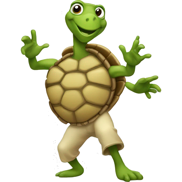 Tortuga caricatura bailando emoji