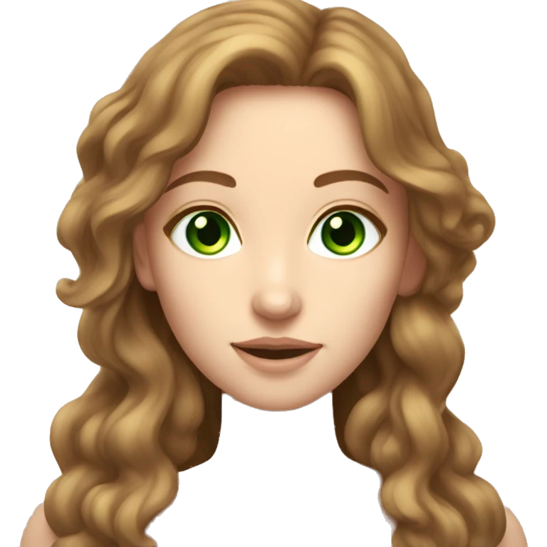 Aphrodite, long brown hair, green eyes, light skin emoji