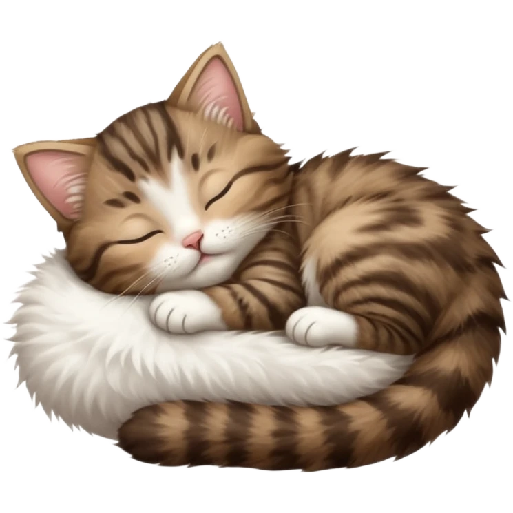 dark brown tabby and white kitten sleeping upside down on its back emoji