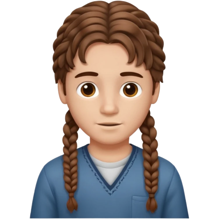 Boy with brown wavy hair in braids emoji