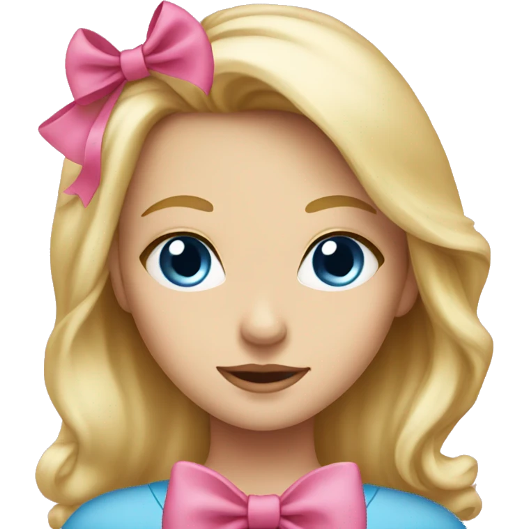 Blonde girl blue eyes with a pink bow emoji