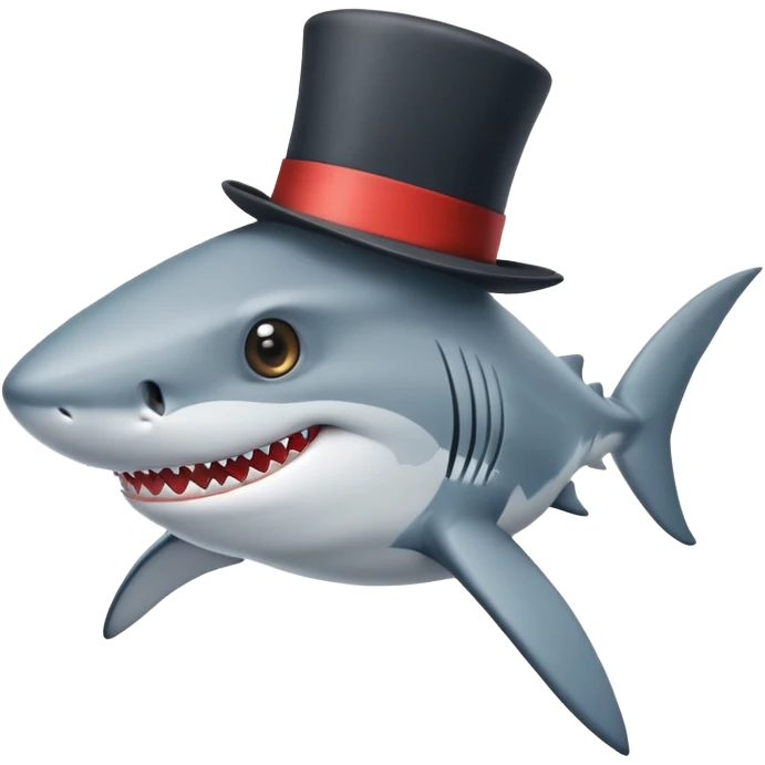 Shark with a top hat emoji