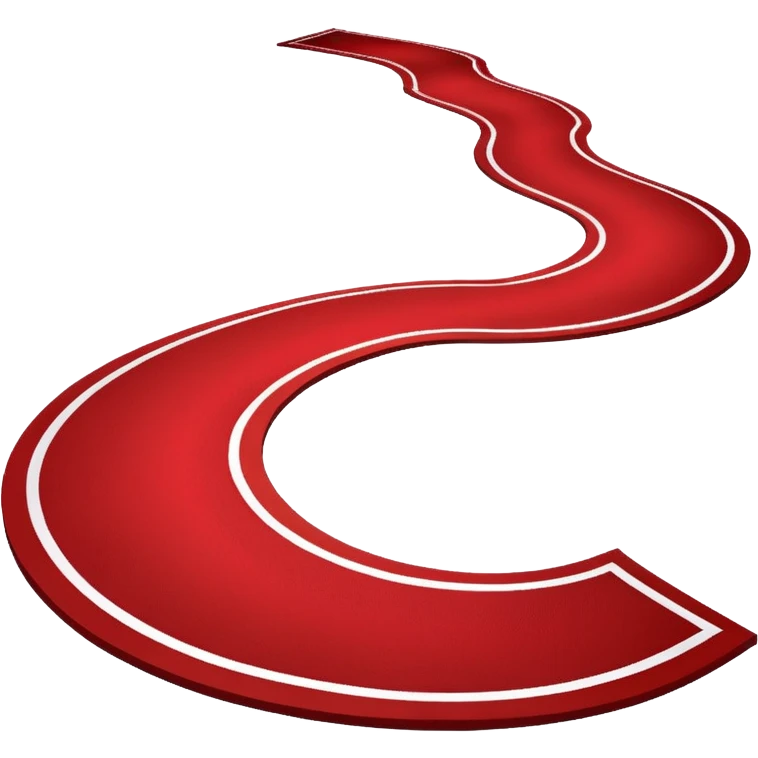 Minimalist emoji-style sticker of a blood-red carpet shaped like a thick trail or drop, flat vector design, no shadows. emoji