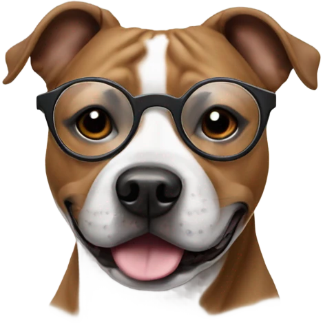 Staffie dog wearing glasses emoji
