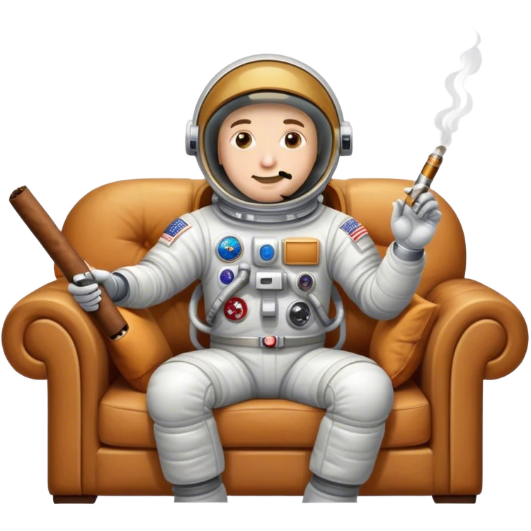 An astronaut on a sofa with a cigar. emoji