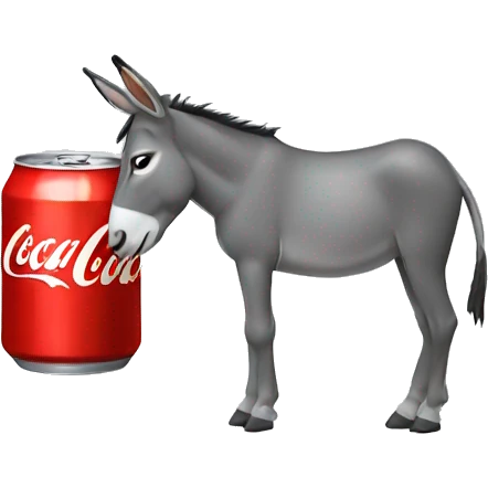 A donkey drinking a can of coke emoji