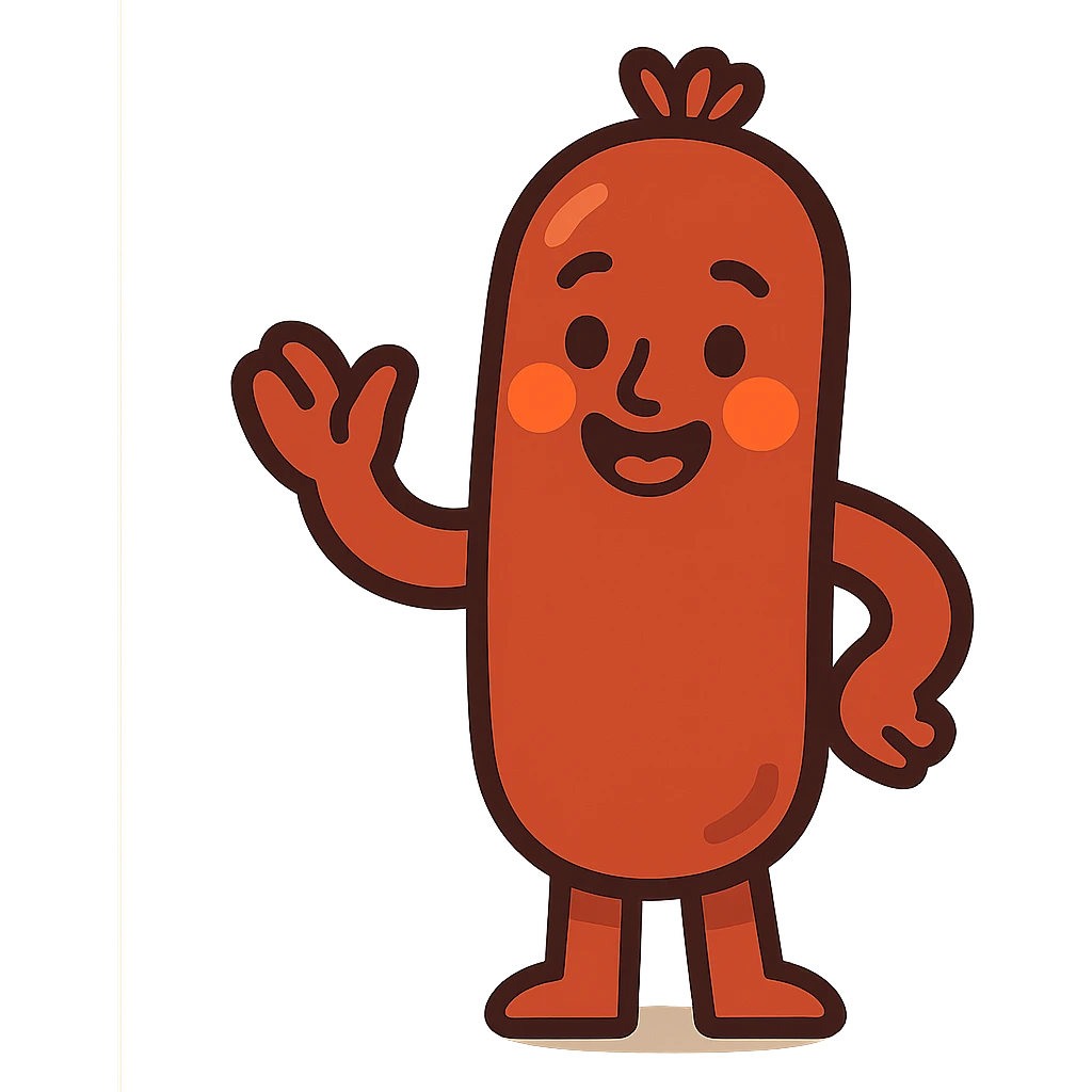a cute, friendly sausage humanoid radiating warmth and affection emoji