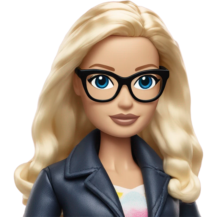 Margot Robbie Barbie blue eyes black glasses  emoji