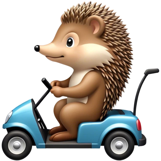 Hedgehog on a golf cart emoji