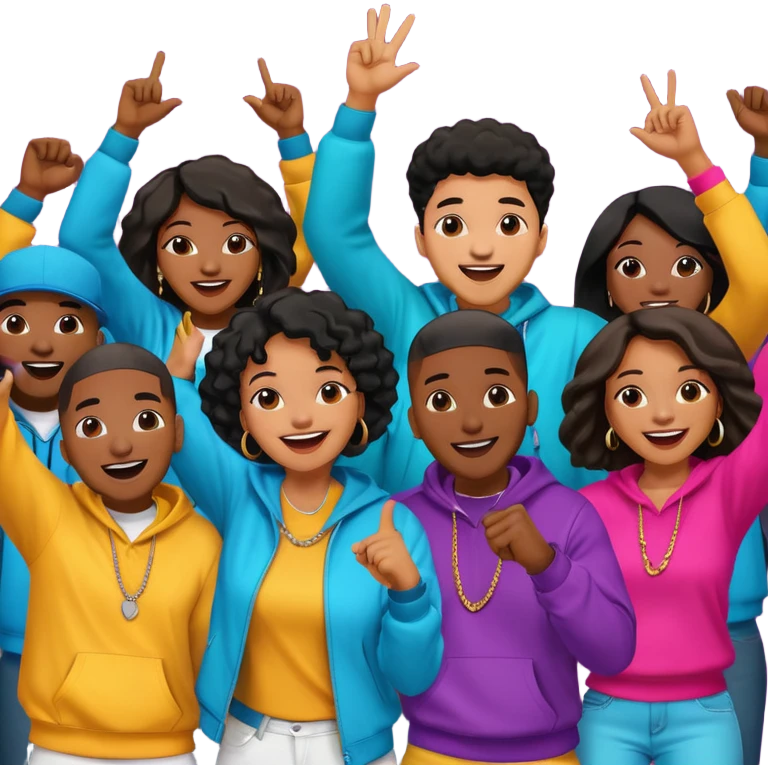 Crowd of fans consisting of African American men and African American women at hip hop rap concert emoji