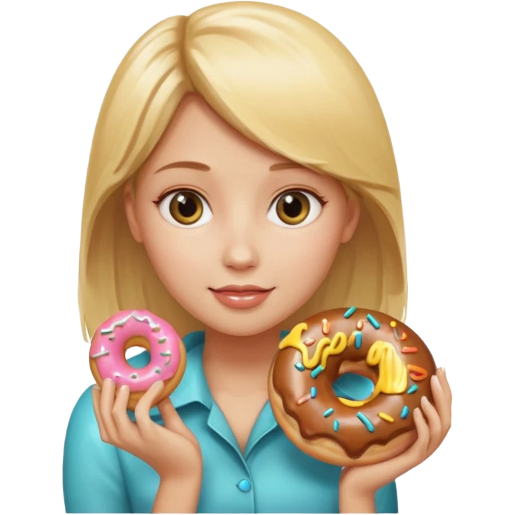 blonde female holding donut emoji