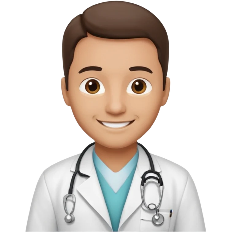 medico con estetoscopio y bata en un hospital emoji
