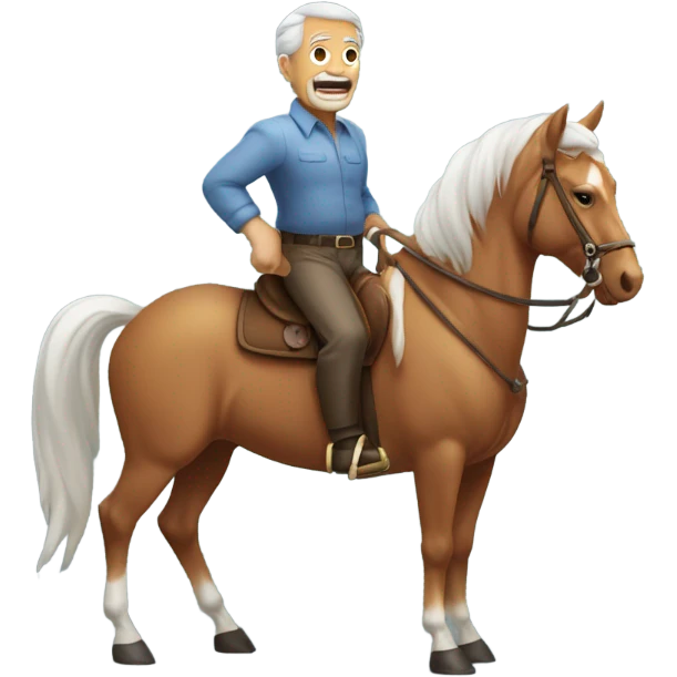 Old man with a six pack riding a horse  emoji