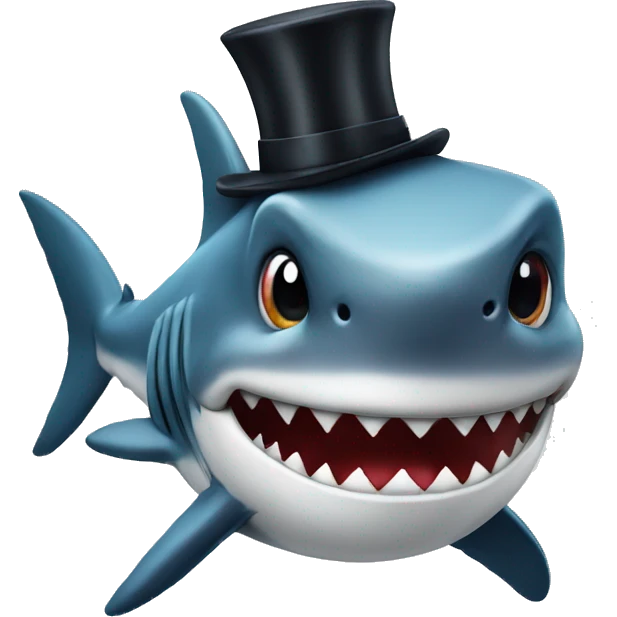 Shark with a top hat emoji