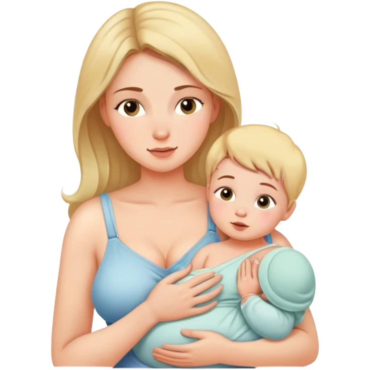 Mother breastfeeding her baby, gentle expression emoji
