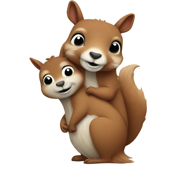 Lama and squirrel hugging emoji