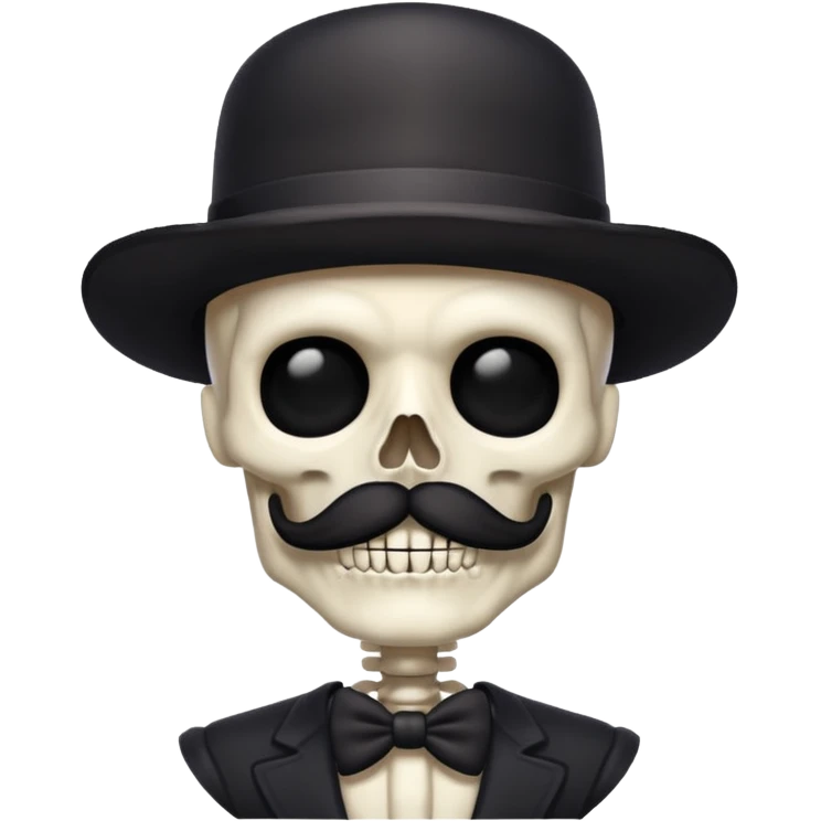  skeleton with mustache big black mustache  emoji
